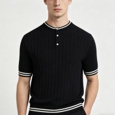 [Y] 브루넬로 쿠치넬리 반팔 니트 케이블 헨리넥 2Color