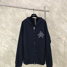 [GTR] 크롬하츠 후드집업 크로스 레더 패치 플리스 2Color