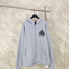 [GTR] 크롬하츠 후드집업 크로스 레더 패치 플리스 2Color